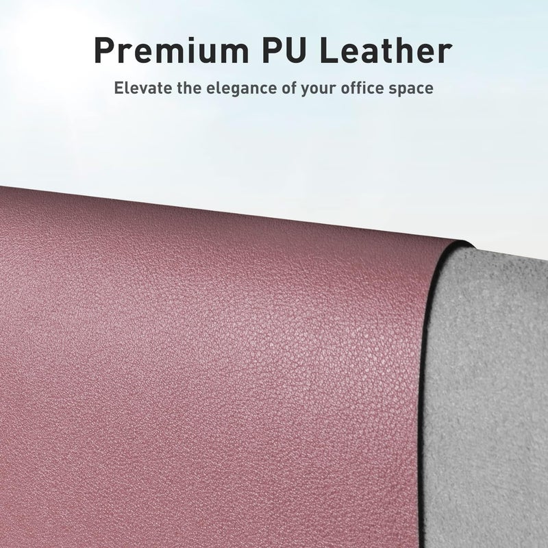 Aothia Leather Desk Pad Protector, Mouse Pad, Office Desk Mat, Non-Slip PU Leather Desk Blotter, Laptop Desk Pad, Waterproof Desk Writing Pad for Office and Home (Dark Pink,36" x 17") - Image 2